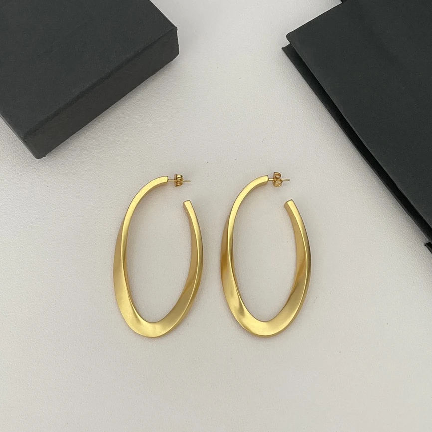 23 New Fashion Designer Exaggerated Personality Oval Gold Big Earring Women Jewelry Europe Minimalist Brass Gold-plated Earrings