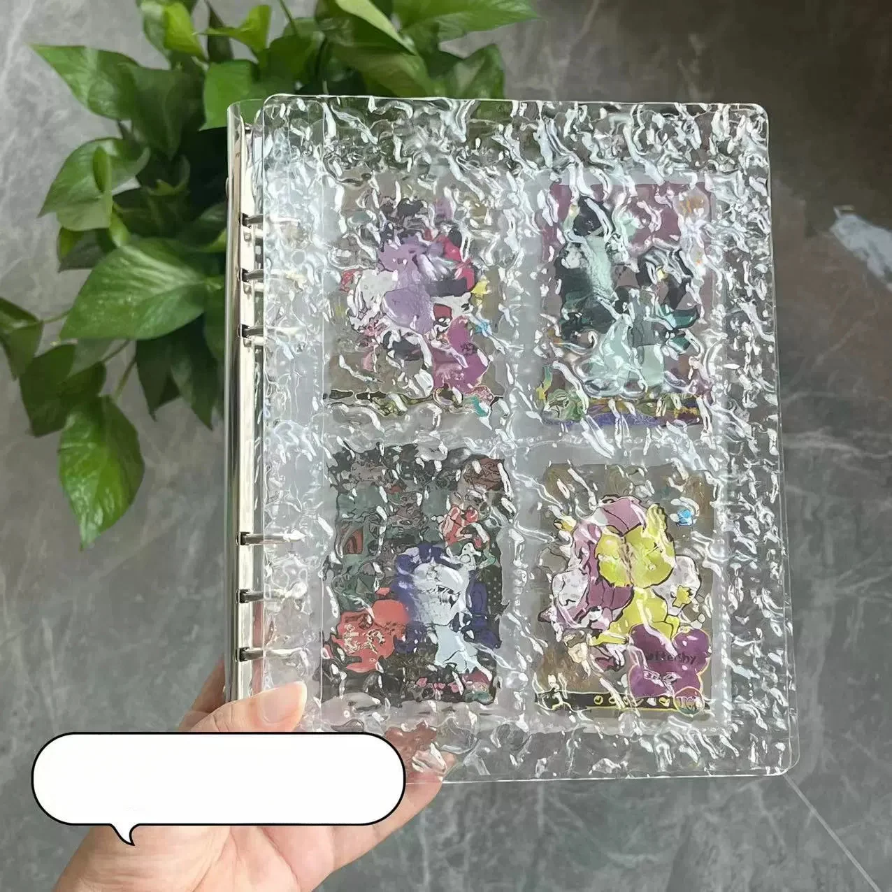DIY Water Ripple Transparent A5 Card Book Crystal Acrylic Small Card Chasing Star Storage Book Loose Leaf Book, Card book + 20pc