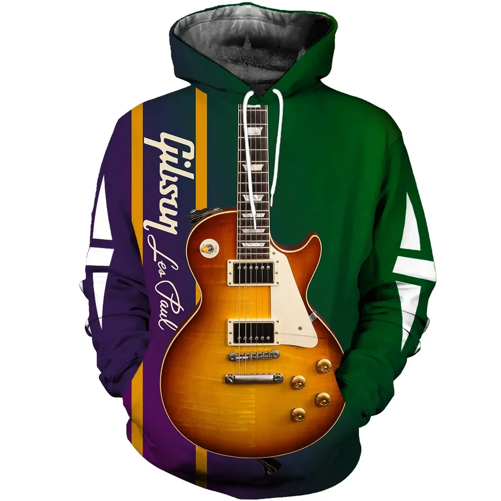 Gitarre Gedruckt Mens 3D Mode Hoodie Täglichen Europäischen Größe Sweatshirt Musical Moletom Weibliche Psychedelic Kleidung Großhändler