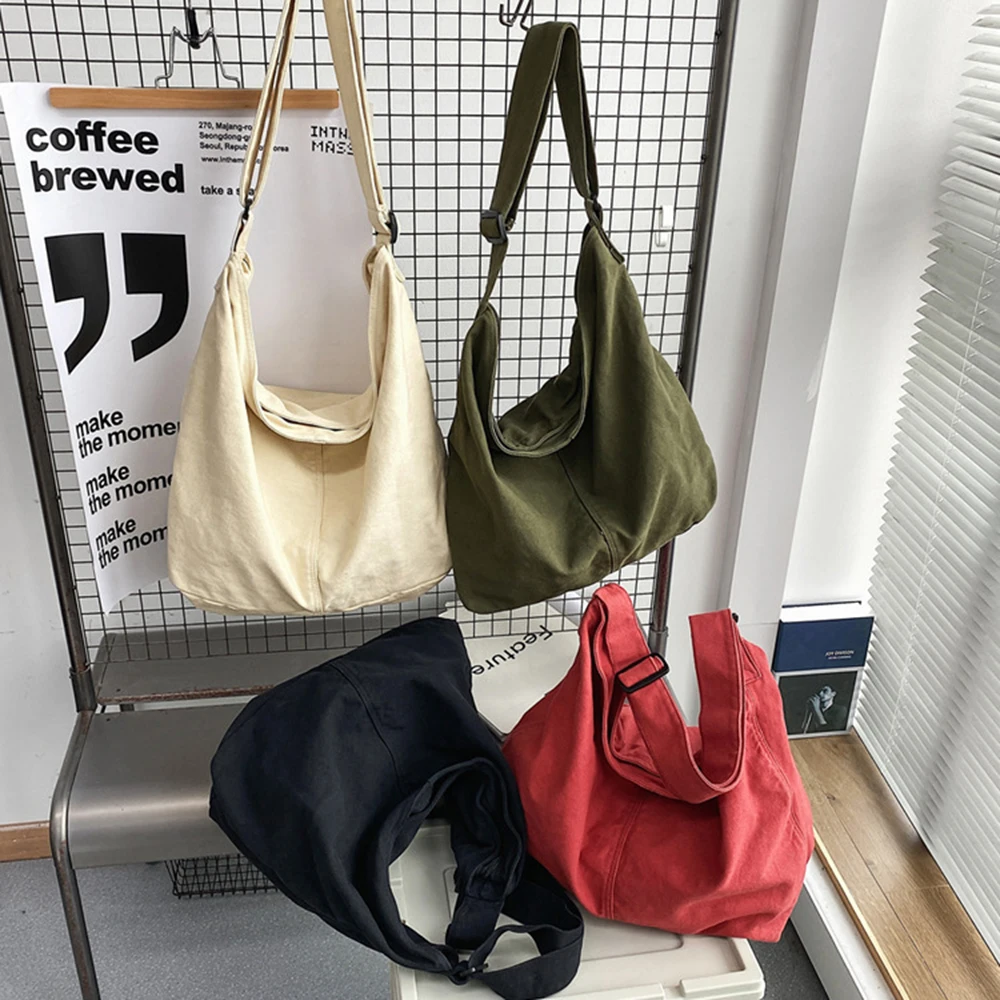 Fashion Women\'s Shoulder Bag Large Canvas Crossbody Bags Cotton Cloth School Bag Handbags Perfect For Back-To-School Wholesale