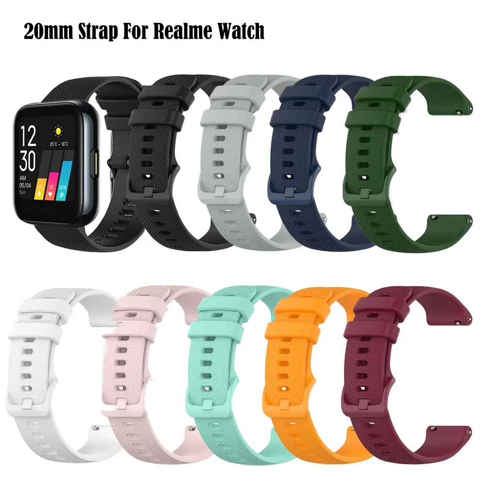 20 مللي متر حزام (Band) ساعة ل Realme ساعة Smartwatch سيليكون حزام ل Realme ساعة حزام الساعات سوار استبدال