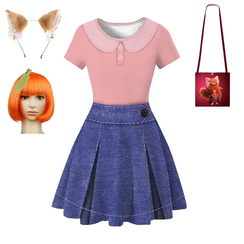 

aa69qq17qa46Meilin Lee Turning Red Costume Princess Cosplay Carnival Birthday Party Dress with Wig for Girls Cos