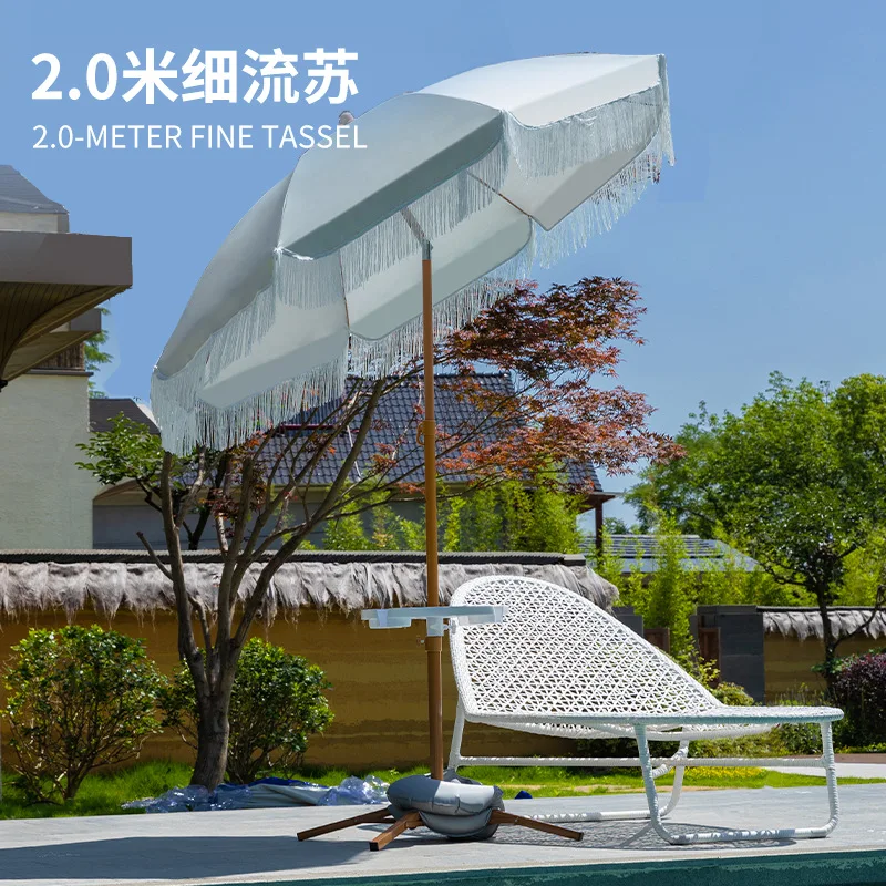 Seaside Resort Beach Umbrella Courtyard Tassel Sun Umbrella Pool Sun Protection Terrace Parasol