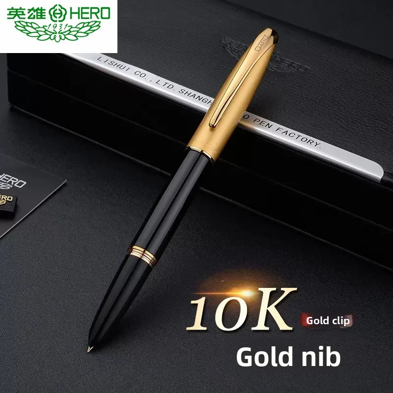 HERO Pen 1000 Retro 10K Gold Pen Classic Old Style Squeezing Ink Absorbing Adult Writing Practice Office Business Gift Ink Pen
