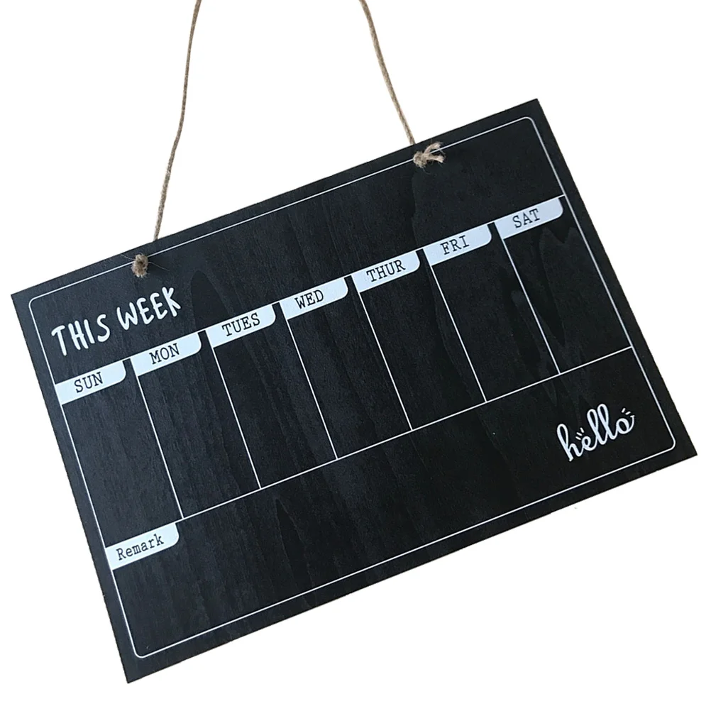 Small and Fresh Blackboard Chalk Wooden Weekly Planner Chalkboard Calendar Hanging