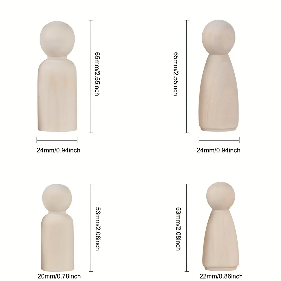 50 個木製ペグ人形ペグ人形ボディ木製フィギュア装飾ペグ人形若者 DIY アートクラフト絵画