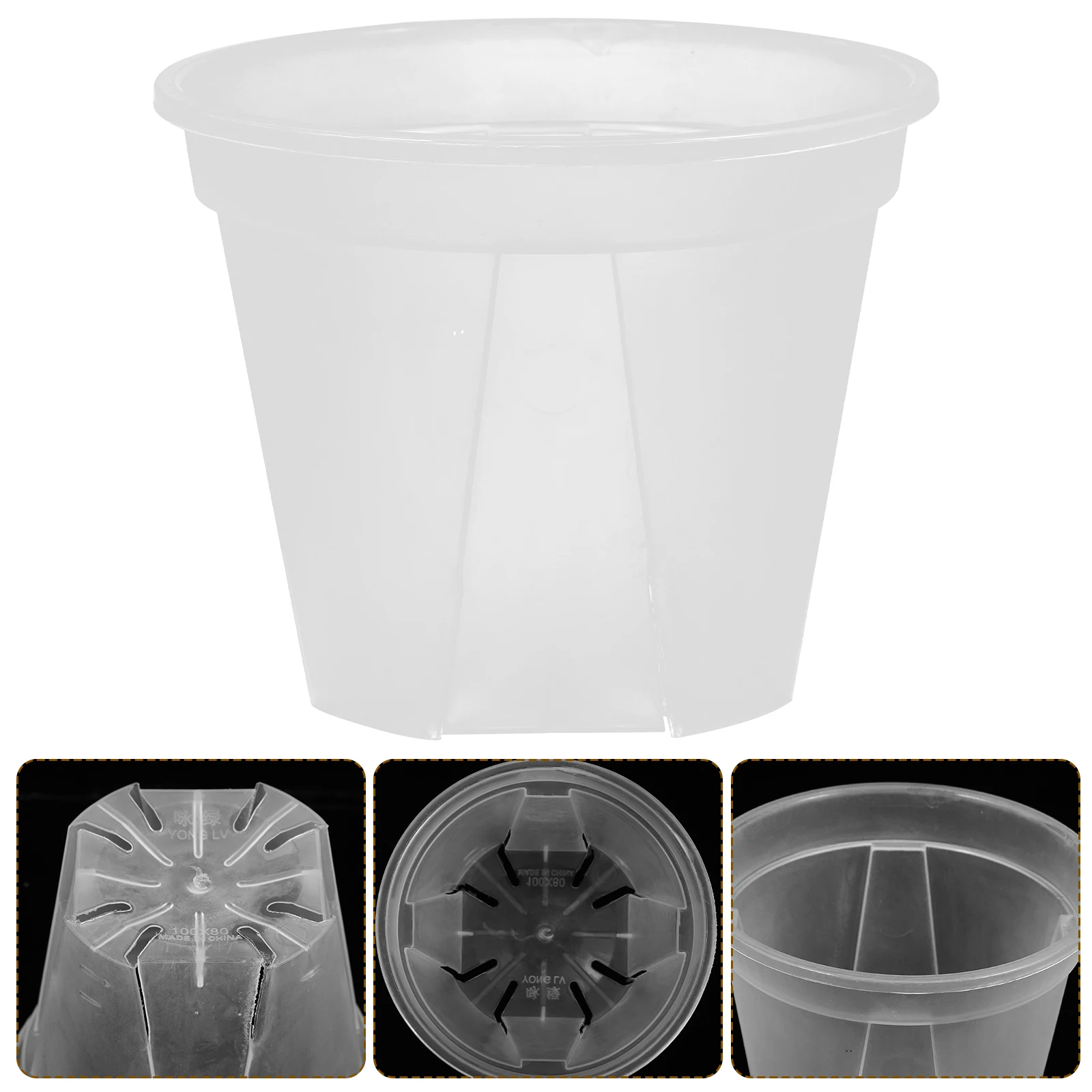

10 Pcs Root Control Pots 10cm Outer 9cm Inner 8cm Height Clear Nursery for Succulents Herbs Small Flowers Transparent