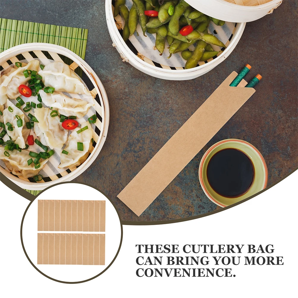 

150 Pcs Cutlery Kraft Paper Chopsticks Bag Packing Sleeves Disposable Pockets
