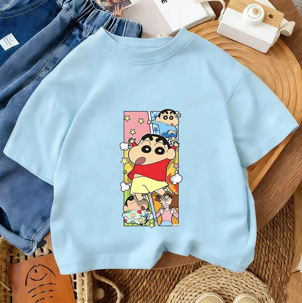 Trendy Hot Cartoon T Shirt Cute Casual Summer Crew Neck Kids Apparel Crayon Shin Chan Children 3 14