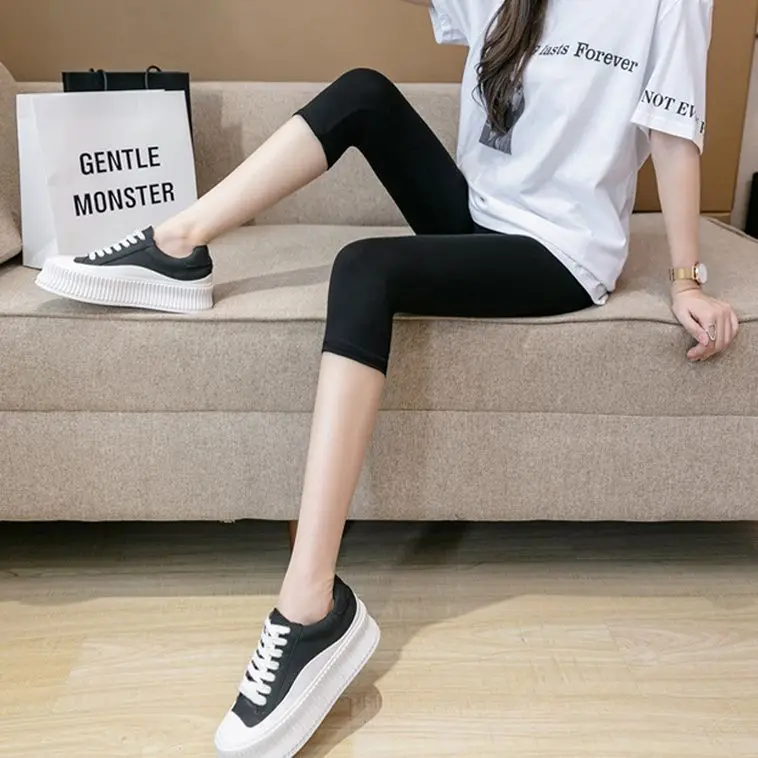 Leggings With Stripes Woman Squat-Proof Ropa Flexible Fluffy Patch Distressed Ladies' Butt-Lifted Spring Autumn Unlined Tightens