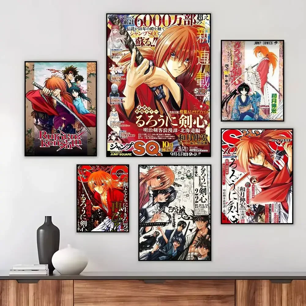 1PC Anime Rurouni Kenshin poster art HD canvas advanced aesthetic Printing Paper Wall Art for Living Room Home Decor