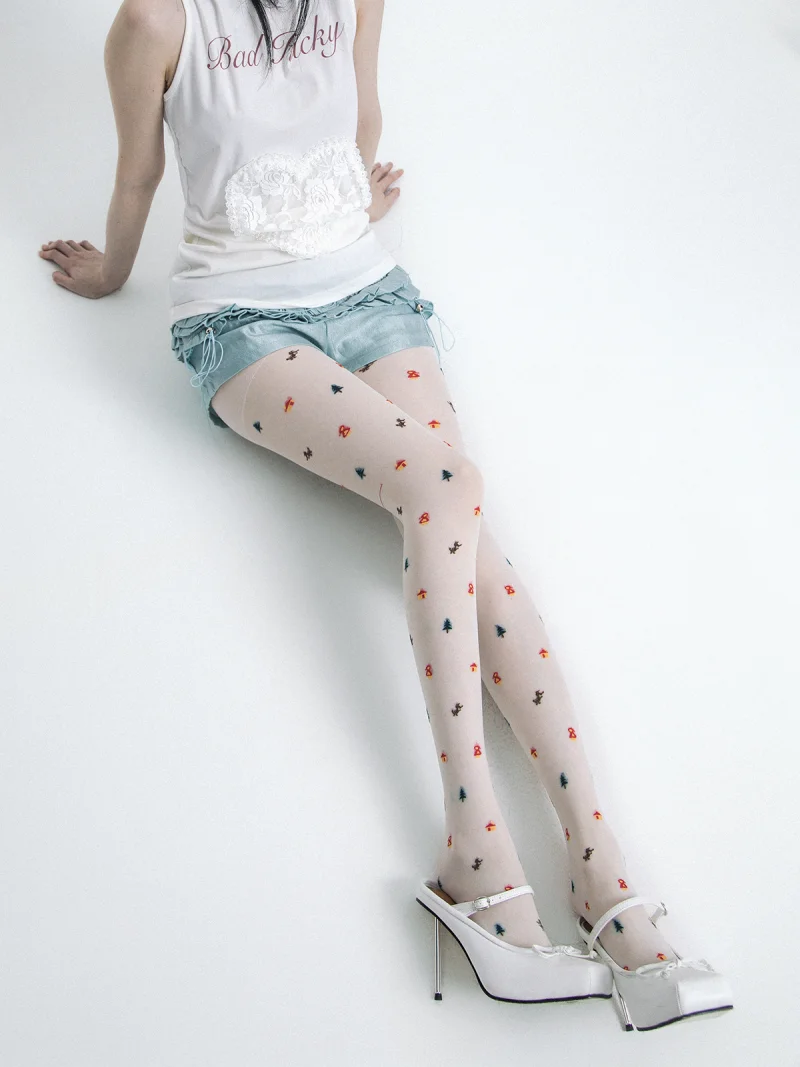 2024 New Ladies Sexy Stretch Lolita Stockings Fashion Cute White Pantyhose Spring And Summer Ultra-Thin Transparent Socks