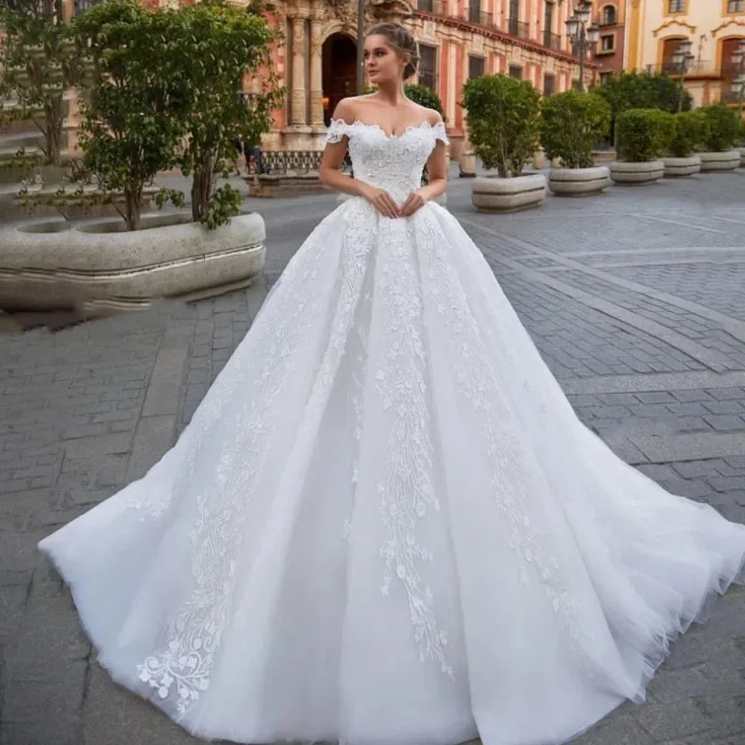 Suknie ślubne na zamówienie, dekolt w serduszko, bez rękawów, koronkowe aplikacje, kwiaty, szlachetna suknia dla panny młodej, księżniczka, suknia balowa, Vestido De Novia Tr