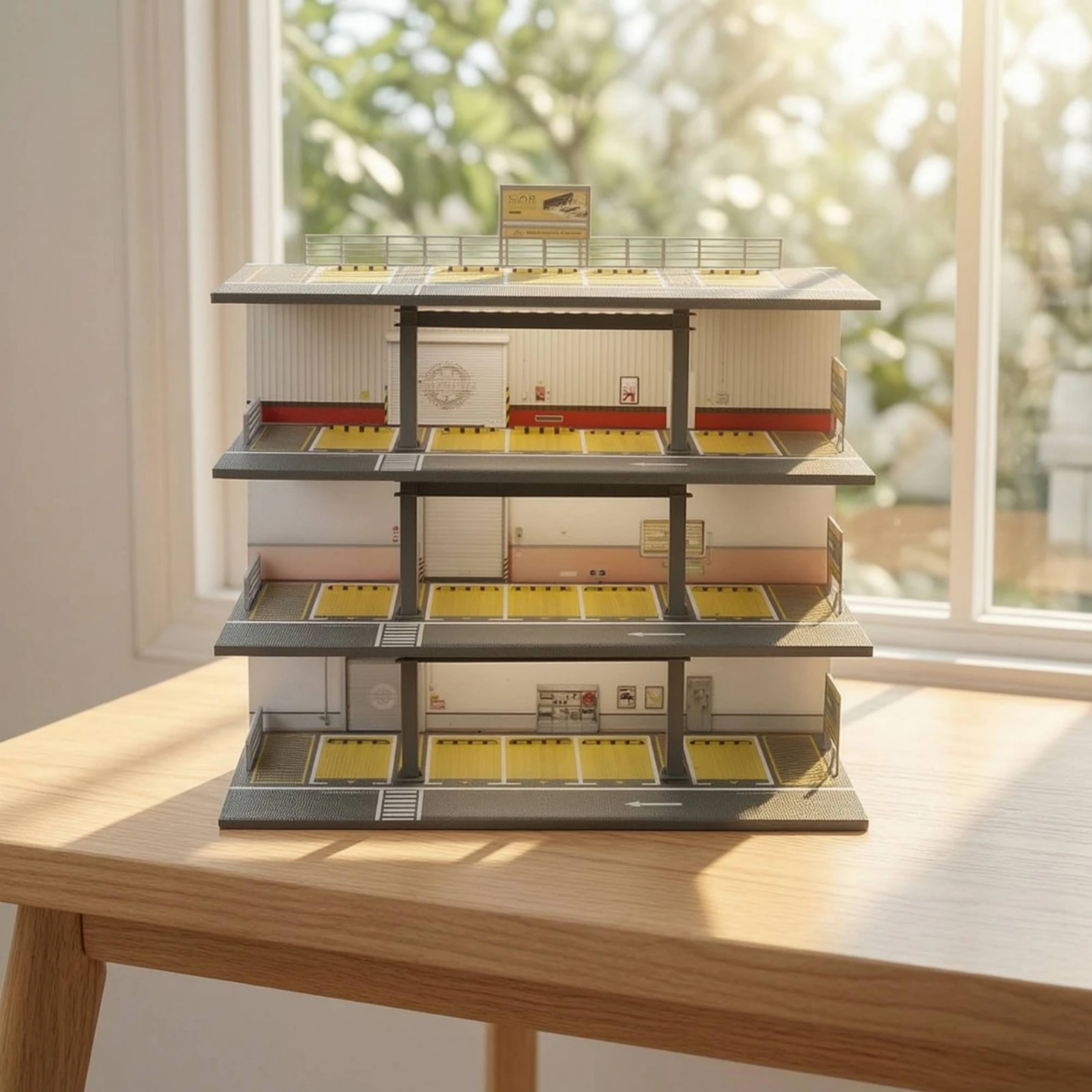 Parking Garage Diorama Multi-Level Model Car Display Parking Garage Model Realistic Organized for Collectors, Shelf, Desk