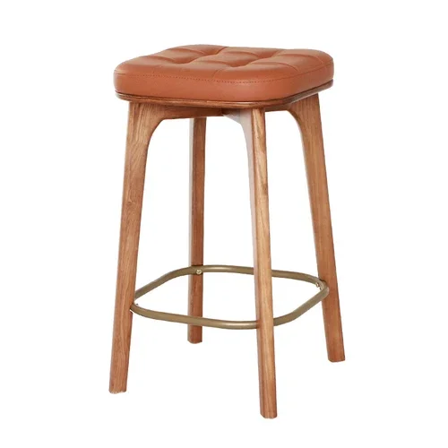 

Nordic Chairs Stools American High Stool Wrought Iron Wood Bar Stools Modern Minimalist Bar Chiar Leather Chairs U