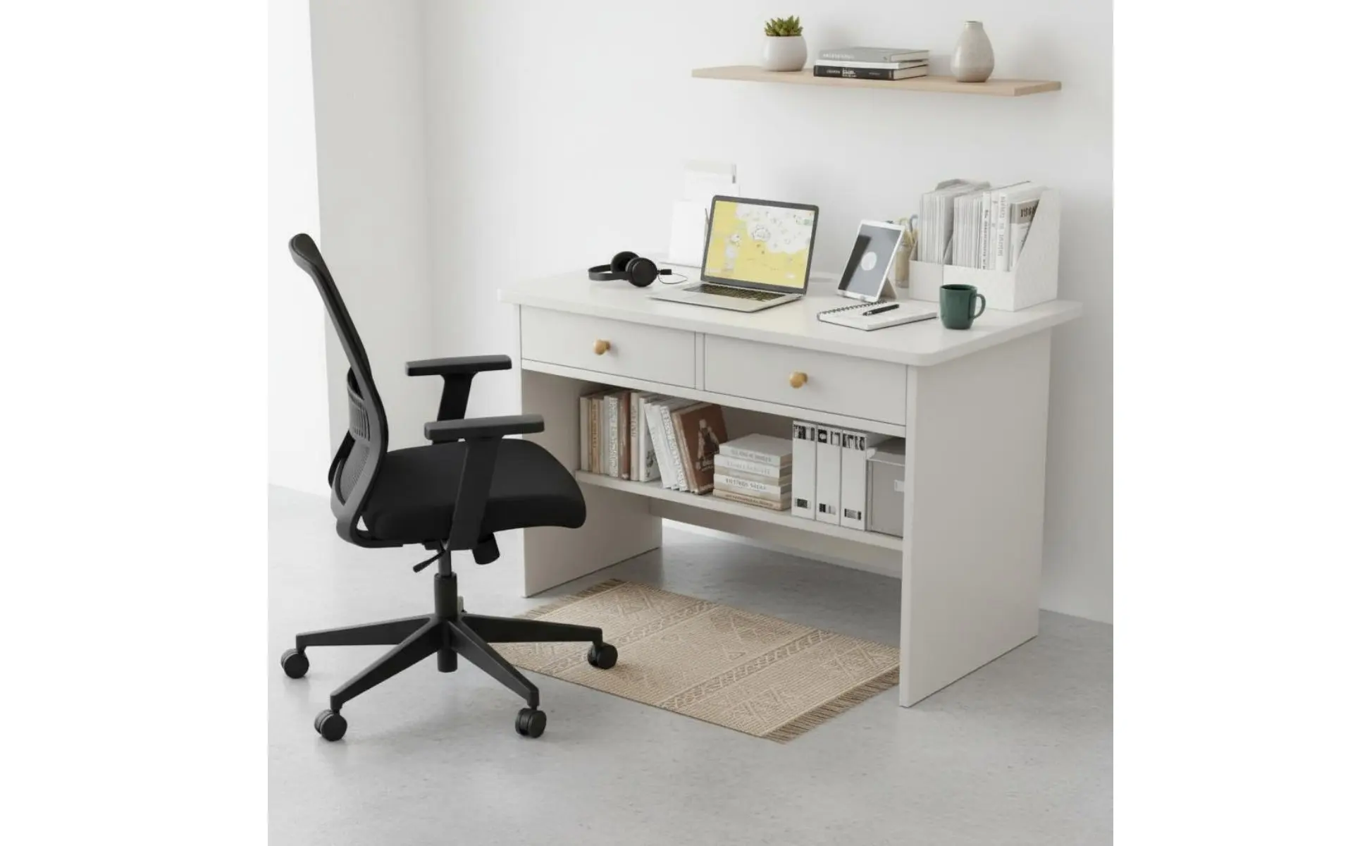 Small Study Desk Space-Saving Design Modern Student Desk Workstation Sturdy Construction Easy to Clean for Bedroom
