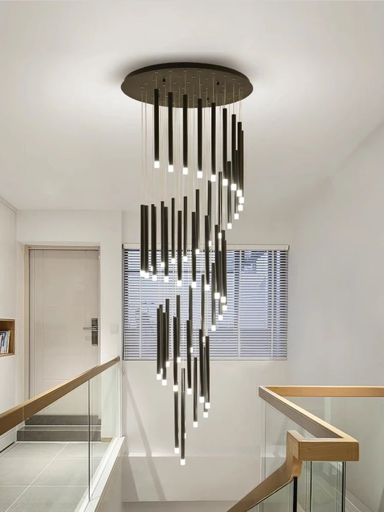 Imagem -04 - Modern Led Chandelier Teto Droplight Duplex Apartamento Stair Chandeliers Sala de Jantar Luzes Penduradas Hotel Decor Pendant Lamp