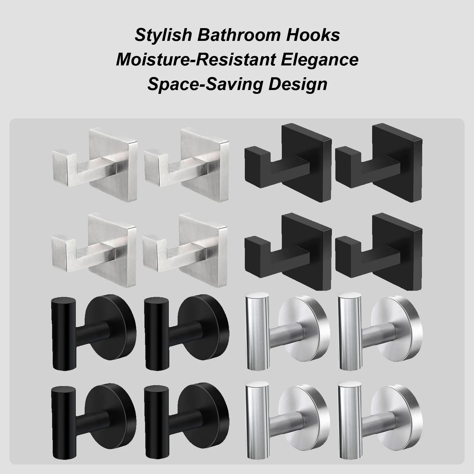 

Настенные крючки из нержавеющей стали, 4 шт., гладкая нержавеющая вешалка, настенные крючки из нержавеющей стали для одежды, шапок, ключей, кухни