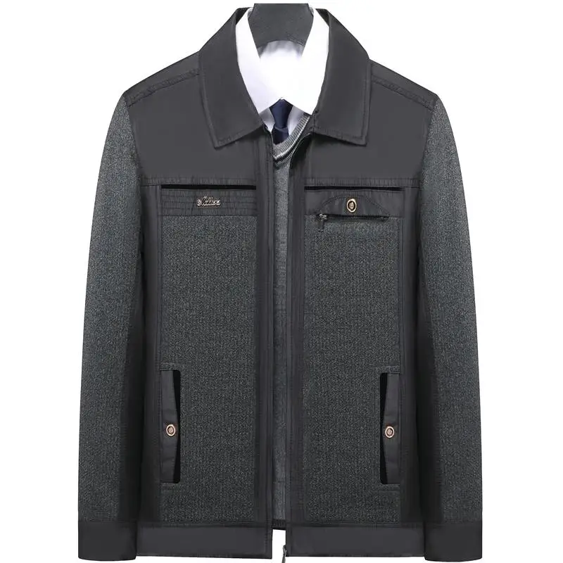 

Fall Faion Dad Jaet Thin Lapel Men's Coat Spring Autumn Top for Middle-Aged And ly People Urban Sle Loose Fit