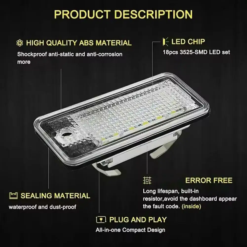 Car License Plate Light Ultra-bright 5050SMD White Error Free Number Plate Light LED Auto License Plate Lamp Auto Accessories