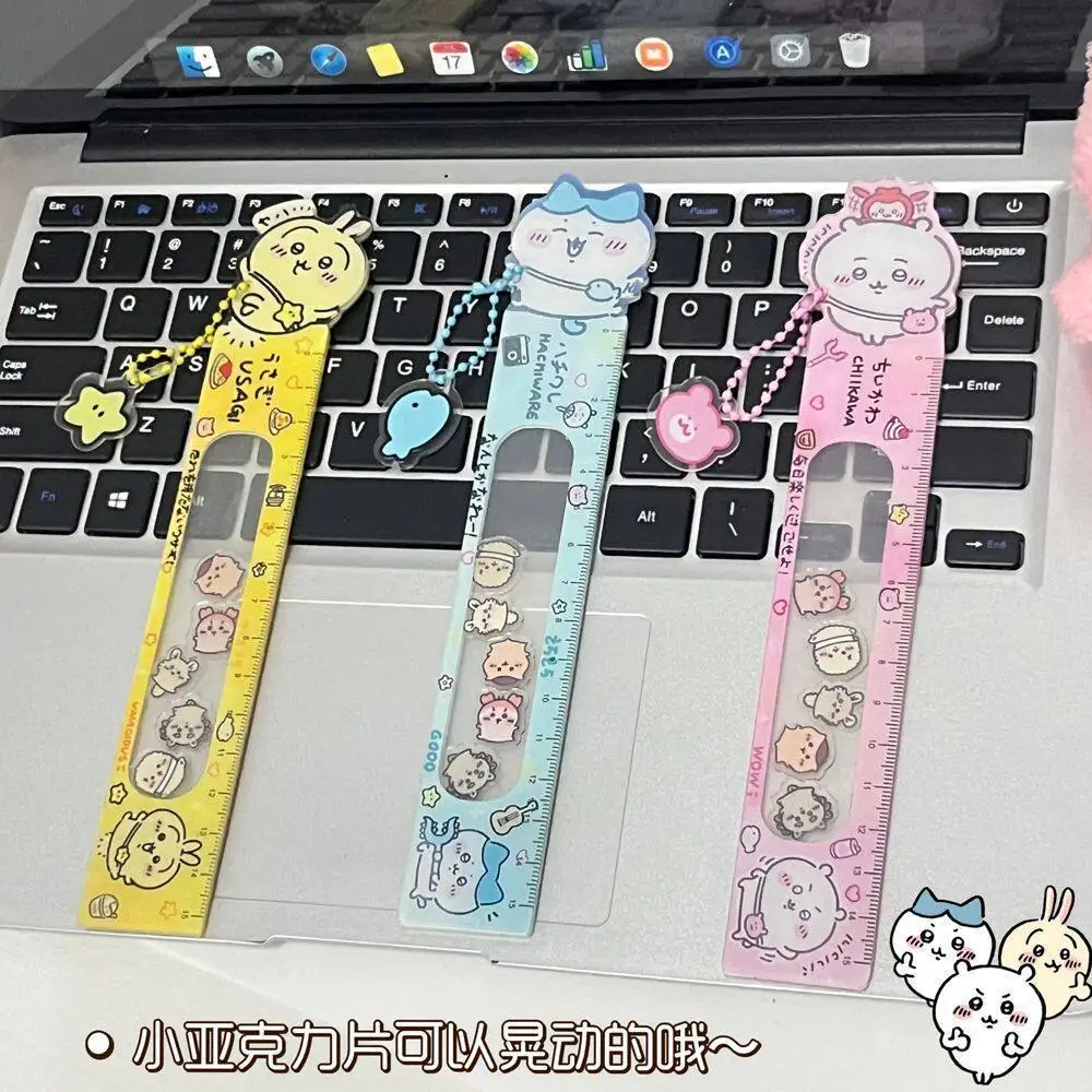 Acrylic Chiikawa Usagi Shake Shake Ruler 15cm Cute Cartoon Transparent High Appearance Kawaii Student Stationery Gift for Girls