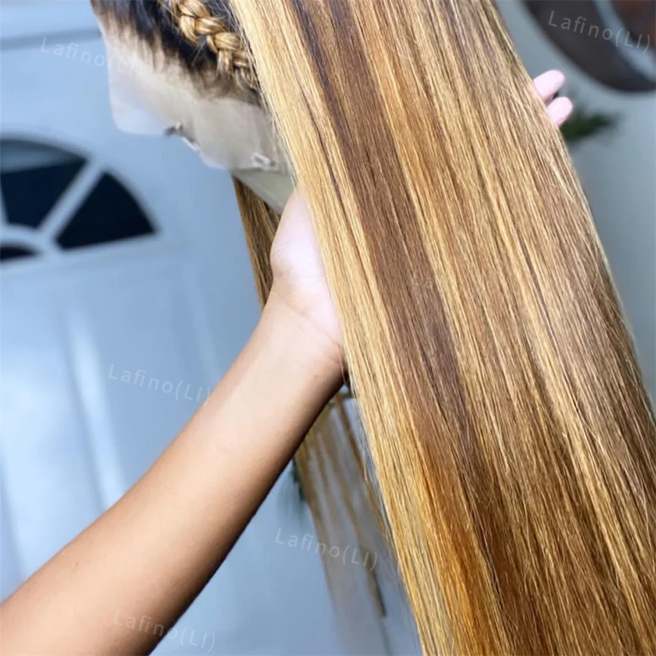 

13x6 Highlight Wig Human Hair Honey Blonde Brown Colored Lace Front Wigs For Women Pre Plucked Bone Straight Lace Frontal Wig