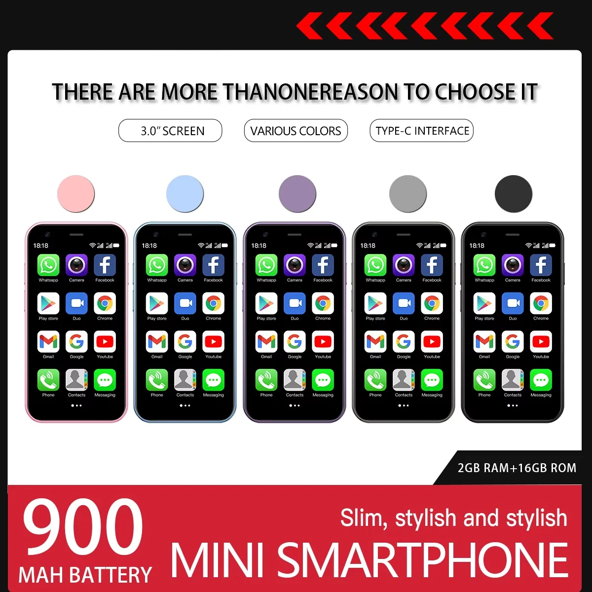 XS15 3G Mini Smartphone Dual SIM 3.0-inch 2GB RAM 16GB ROM GPS WiFi Android 8.1 Cheap Mobile Phone