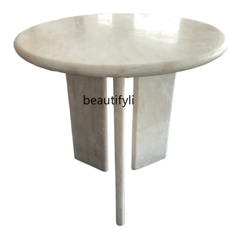 Fashion Style Dining Table Designer round French Style Home Tea Marble Art Cave Stone Dining Table