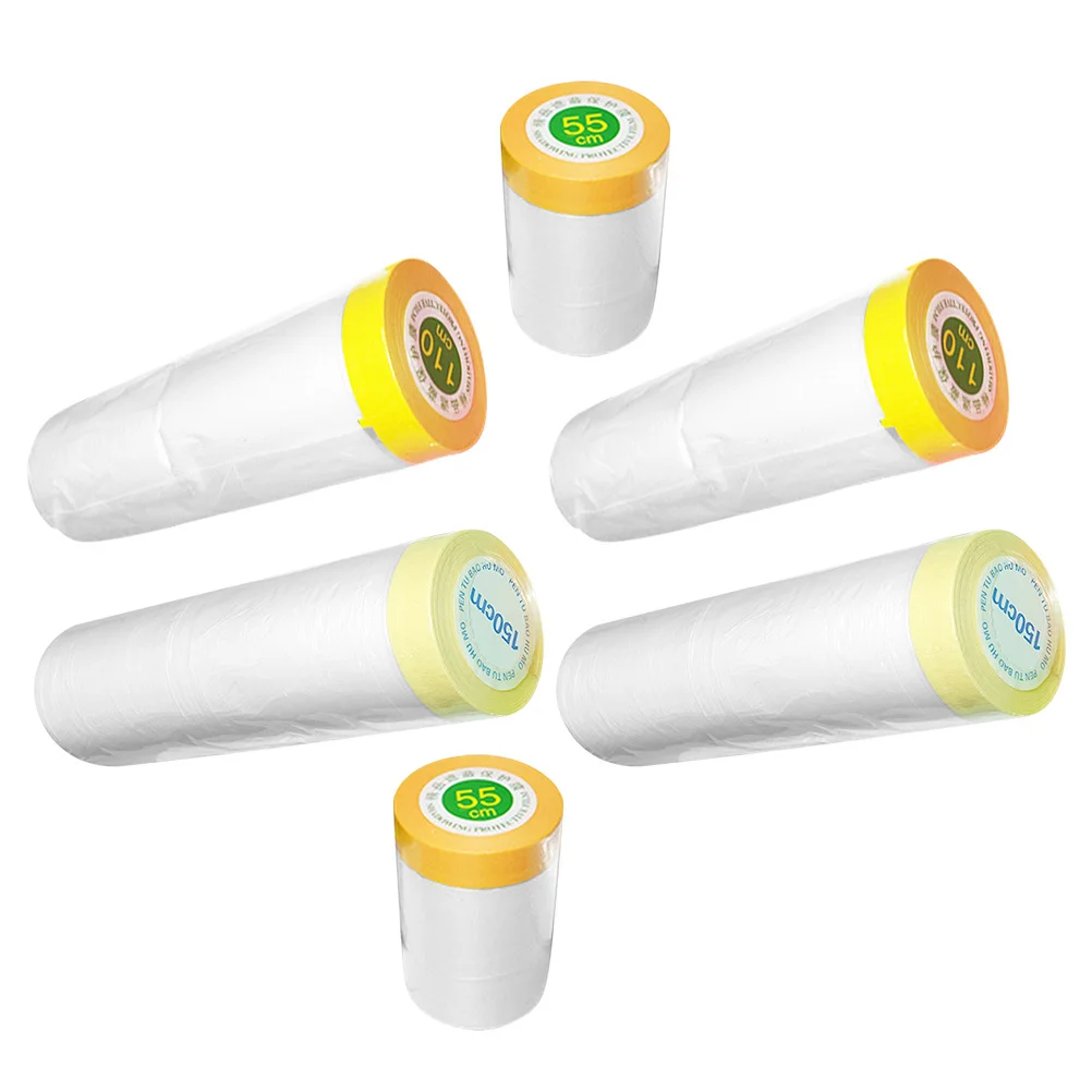 6 pezzi 6 rotoli di pellicola per mascheratura leggera resistente allo strappo per la pittura automobilistica protezione antipolvere design bobina pittori rotolo di nastro casa