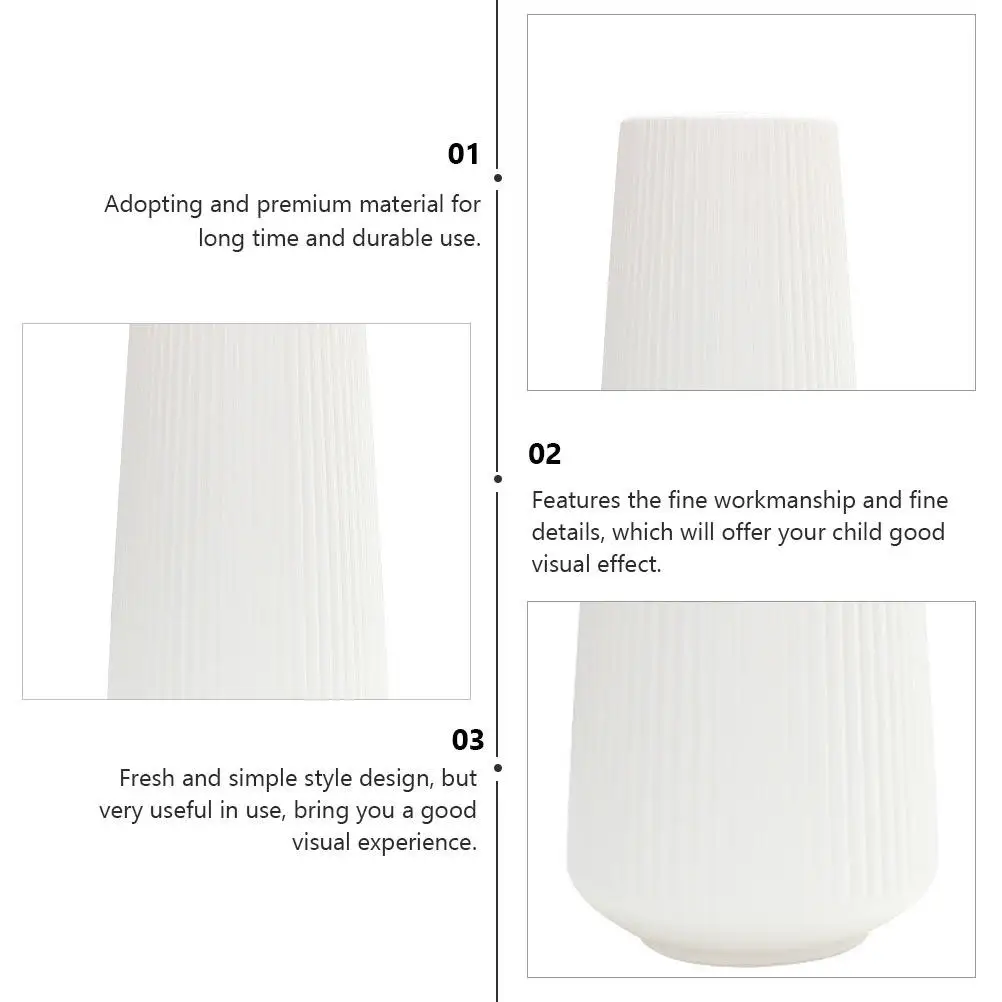 1Pcs Plastic Vase Simple Style White Dried Flower Decoration Pot Flower Arrangement Home Decoration Plastic Vase