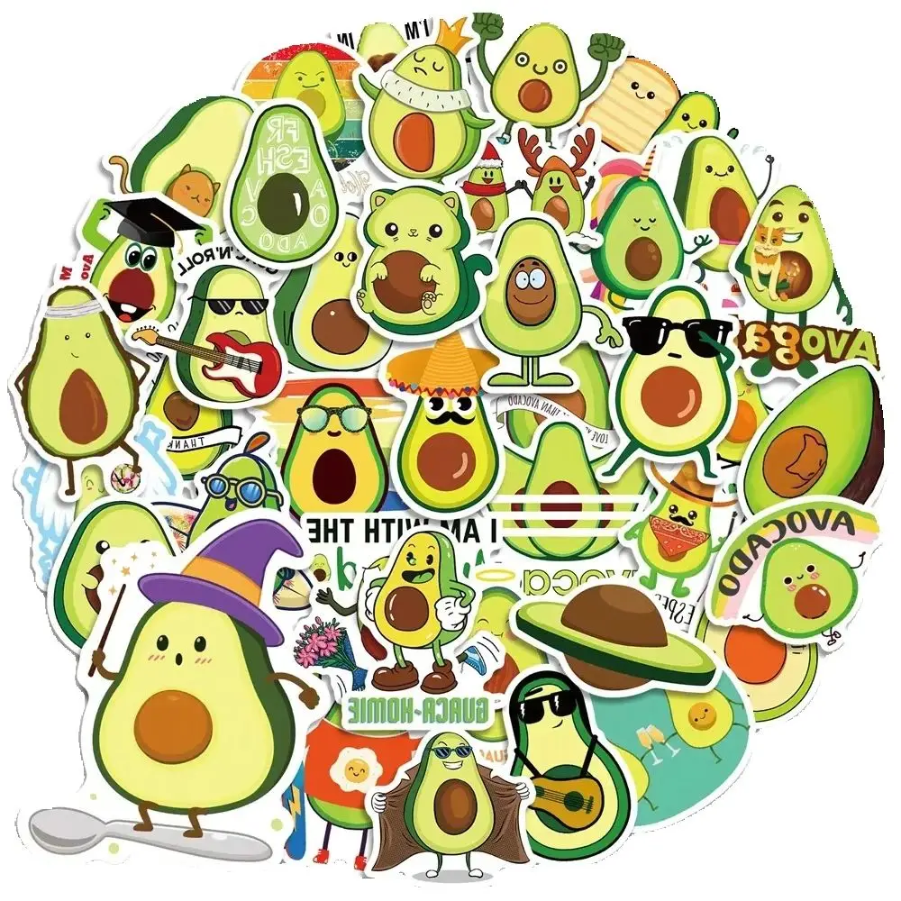 50 個クリーンレッドフルーツアボカドステッカー漫画漫画かわいい INS スタイルパーソナライズされた落書き冷蔵庫