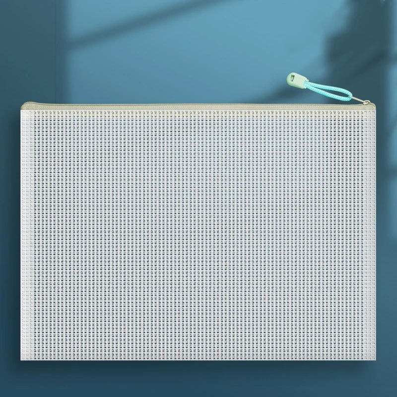 Waterproof Transparent Document Bag Thickened A4 Grid Macaron-colored File Bag Portable Test Paper Bag Office Supplies