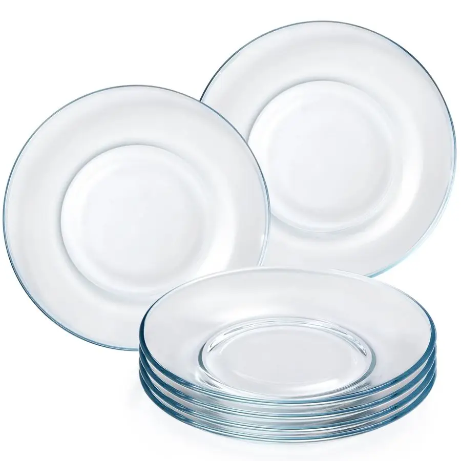 

6 Pack 7.5 inch Tempered Glass Dessert Plates, Small Clear Salad Plates Dishwasher and Microwave Safe