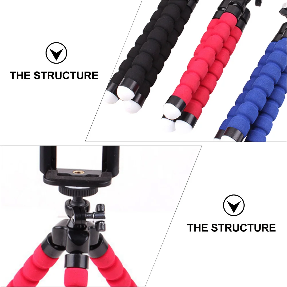 3 Pcs Tripod for Cell Phone Holder Flexible Sponge Octopus Light Weight Mobile Selfie Travel