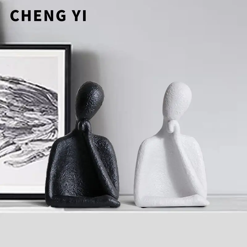 Abstract Thinker Figurine, Modern Minimalist Light Luxury Ornament, Home Decor for Living Room TV Stand Office