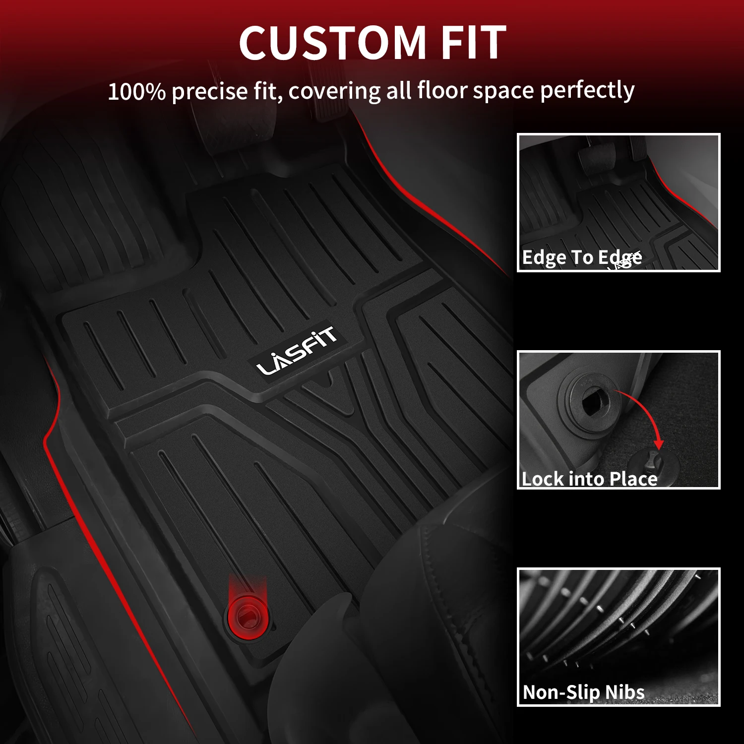 LASFIT Floor Mats and Cargo Liner Fit for Honda Odyssey 2018-2024 1st & 2nd & 3rd Row & Trunk Mat All Weaher Car Liners Full Set