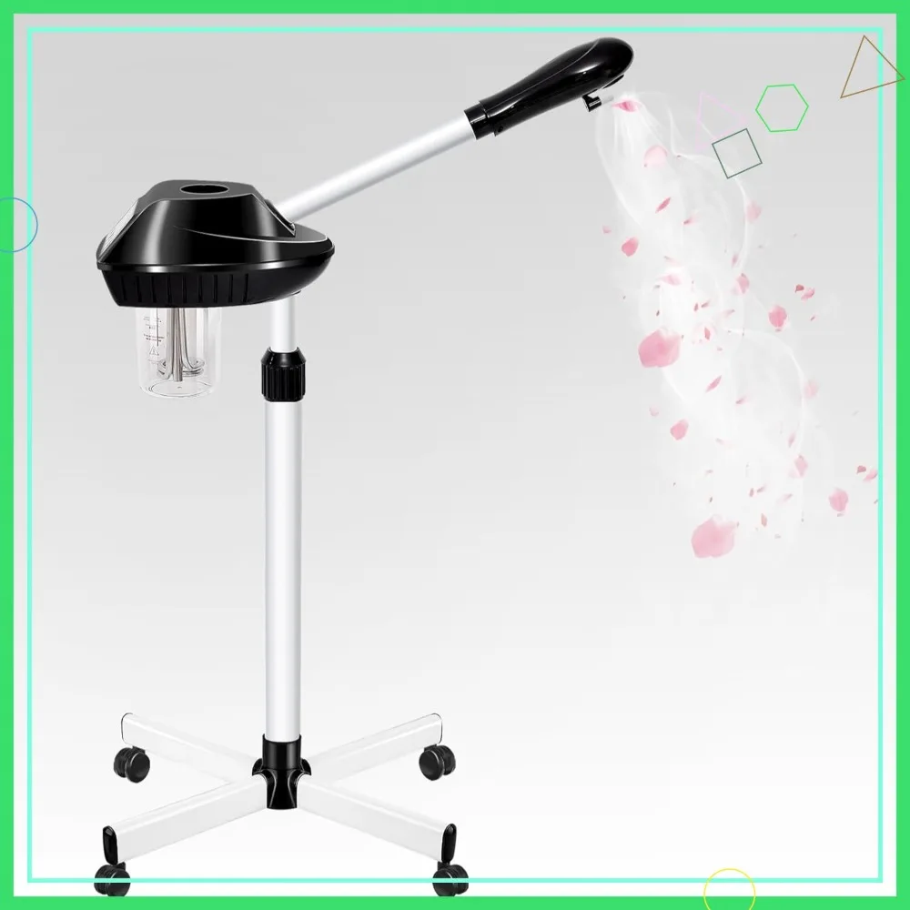 Facial Steamer on Wheels with Timer, Esthetician Steamer for Deep Cleansing, Adjustable Height for Spa Salon Home