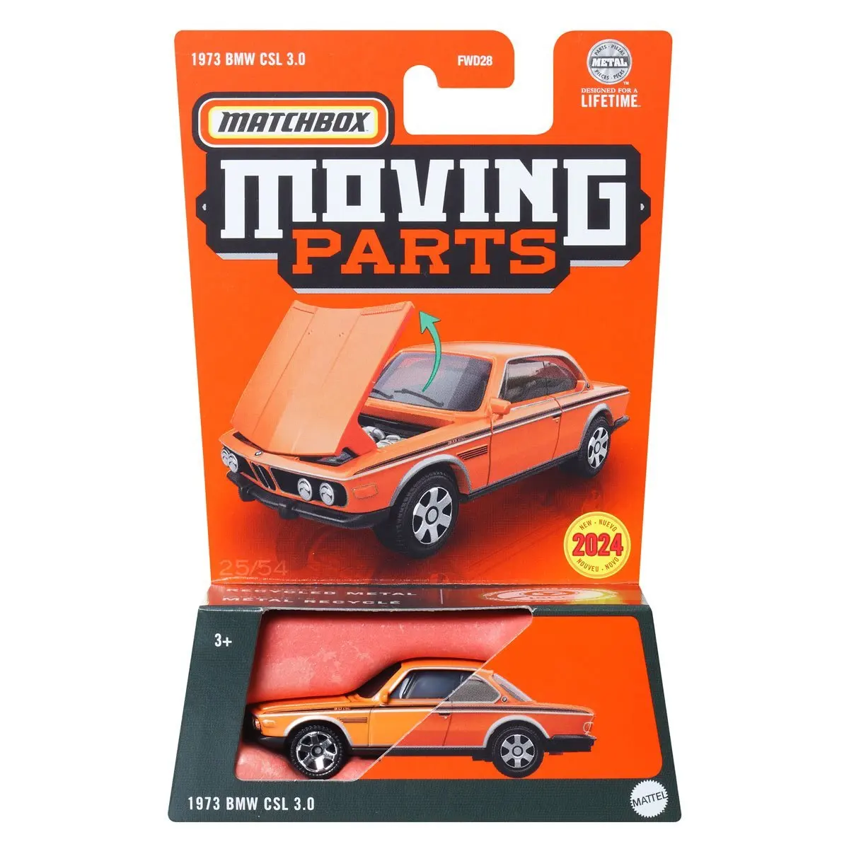 2024 Matchbox Moving Parts 1973 BMW CSL 3.0 1/64 Die-cast Collection Model  FWD28