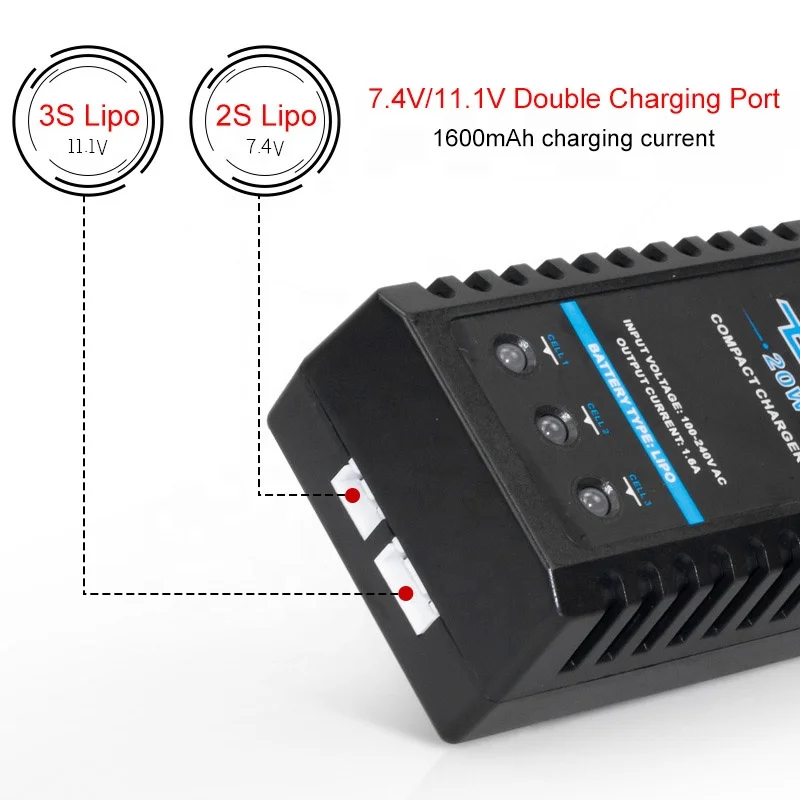 5PCS 2-3S Lipo Battery Charger IMAX B3 20W 1600mA 7.4V 11.1V Balance Charger For RC Helicopter Drone Airplane