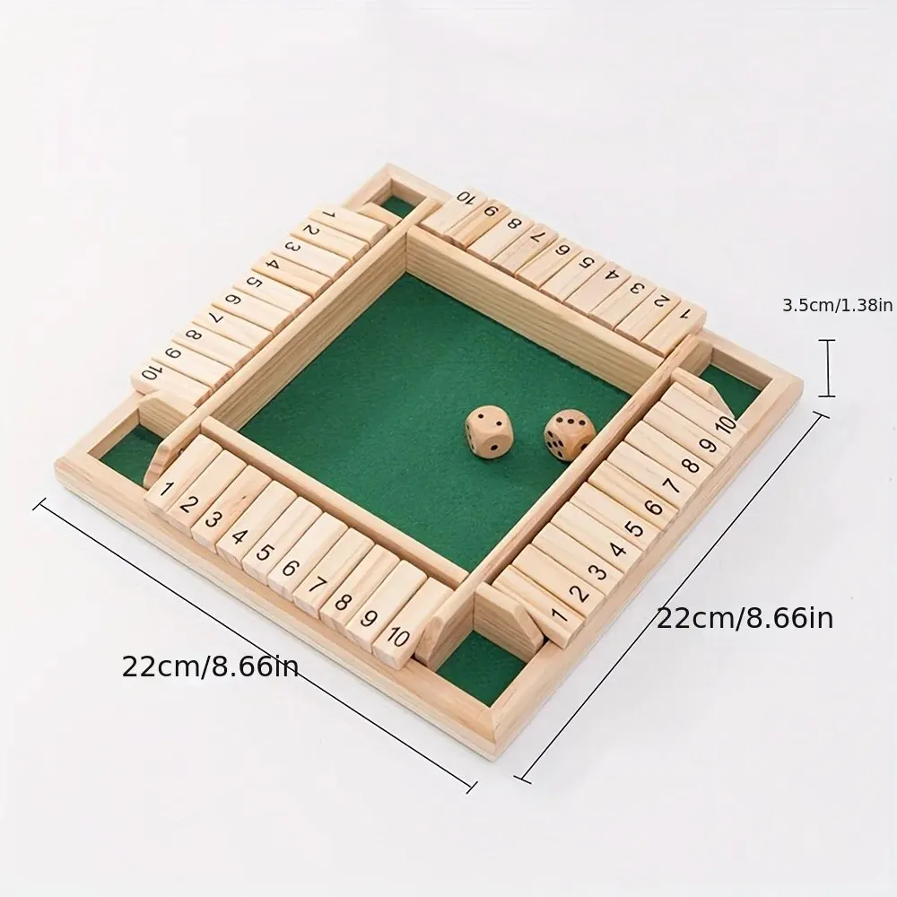 Wooden Dice Board Game Shut The Box for 4 Players Flaps & Dices Game Parent-children Interaction Family Entertainment