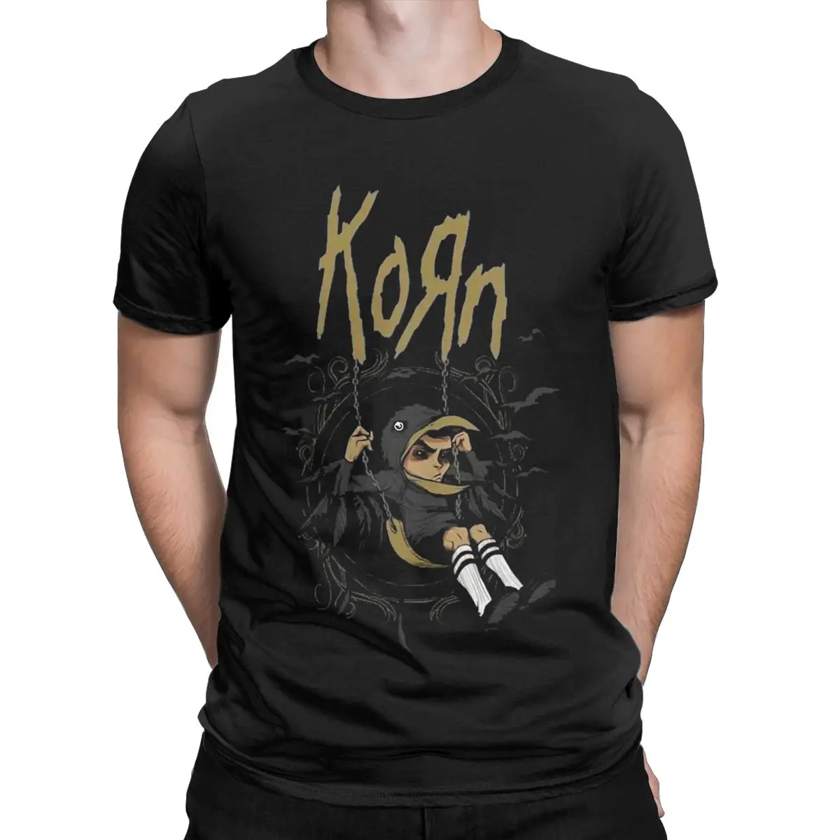 Korn Band Rock T-Shirts for Men Unique Cotton Tee Shirt Round Collar Short Sleeve T Shirts Graphic Printed Clothing