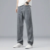 Summer Ultra-thin Lyocell Men's Jeans Drape Soft Fabric Loose Straight Casual Denim Pants Elastic Ice Silk Male Trousers 3