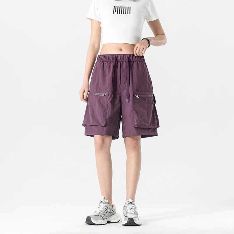 

2026 Plus Size Cargo Shorts Loose Fit Drawstring Elastic Waist Quick Dry Outdoor Hiking Streetwear Wide Leg Shorts M-XXXXXL