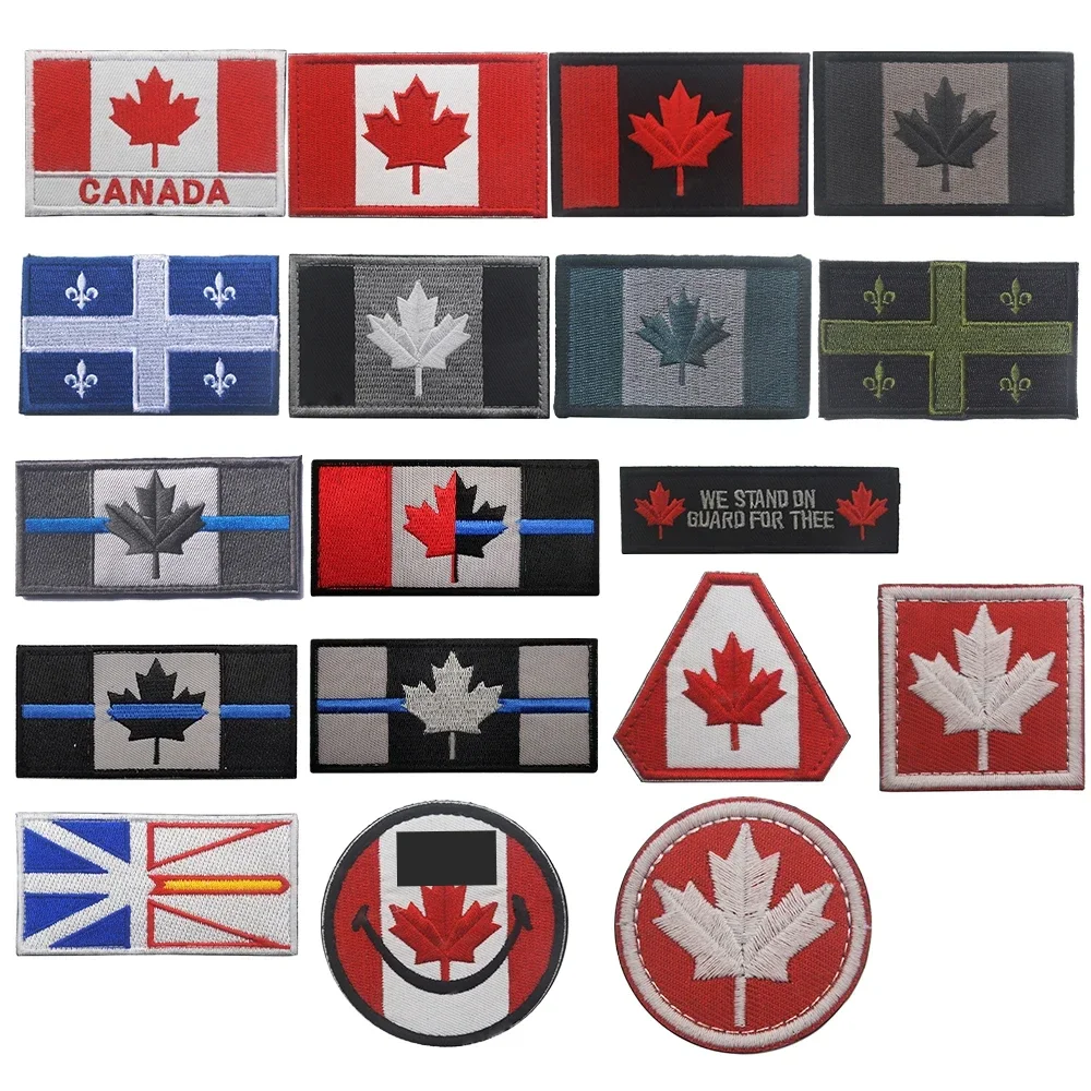 Canada Flag Embroidered Patch Maple Leaf Canadian Flags Military Patches Tactical Emblem Hook & Loop 3D Clothing Backpacks Badge