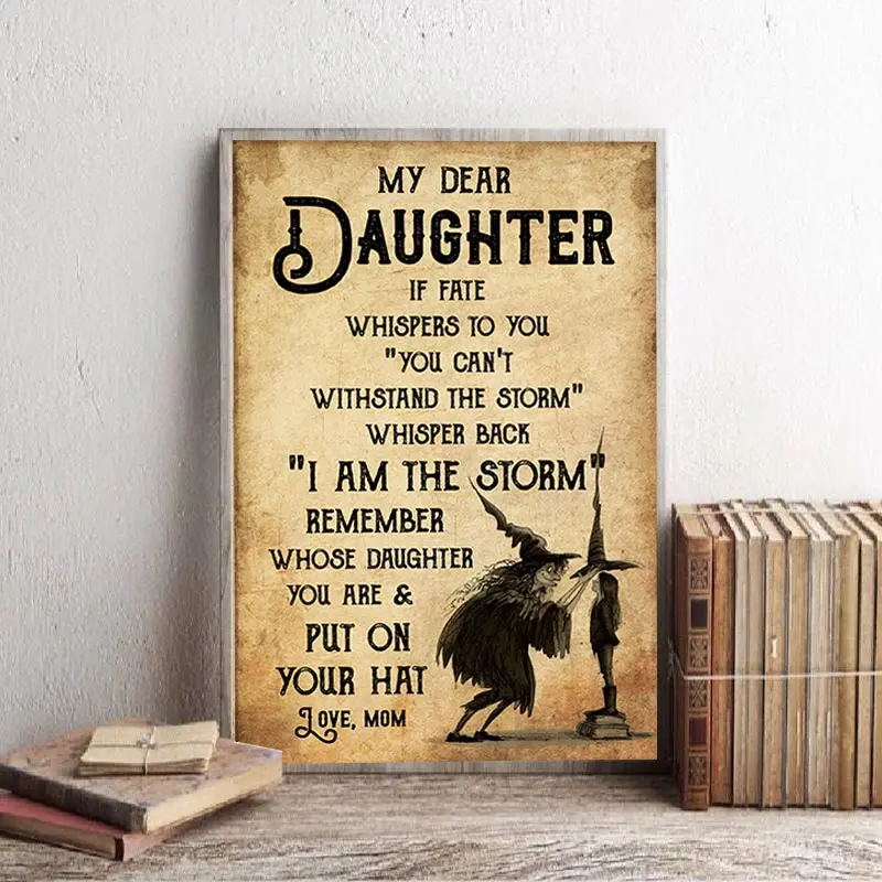 

Whisper Back Daughter Witch Poster I Am The Storm Canvas Painting Vintage Quote Art Print Modern Wall Picture Bedroom Home Decor