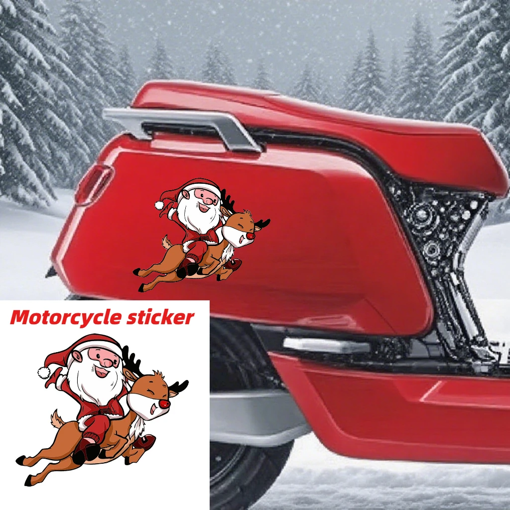 

Наклейка на мотоцикл, Рождественский Санта-Клаус, олень, новые наклейки для автомобиля, водонепроницаемые наклейки на заднее лобовое стекло, украшение на окно