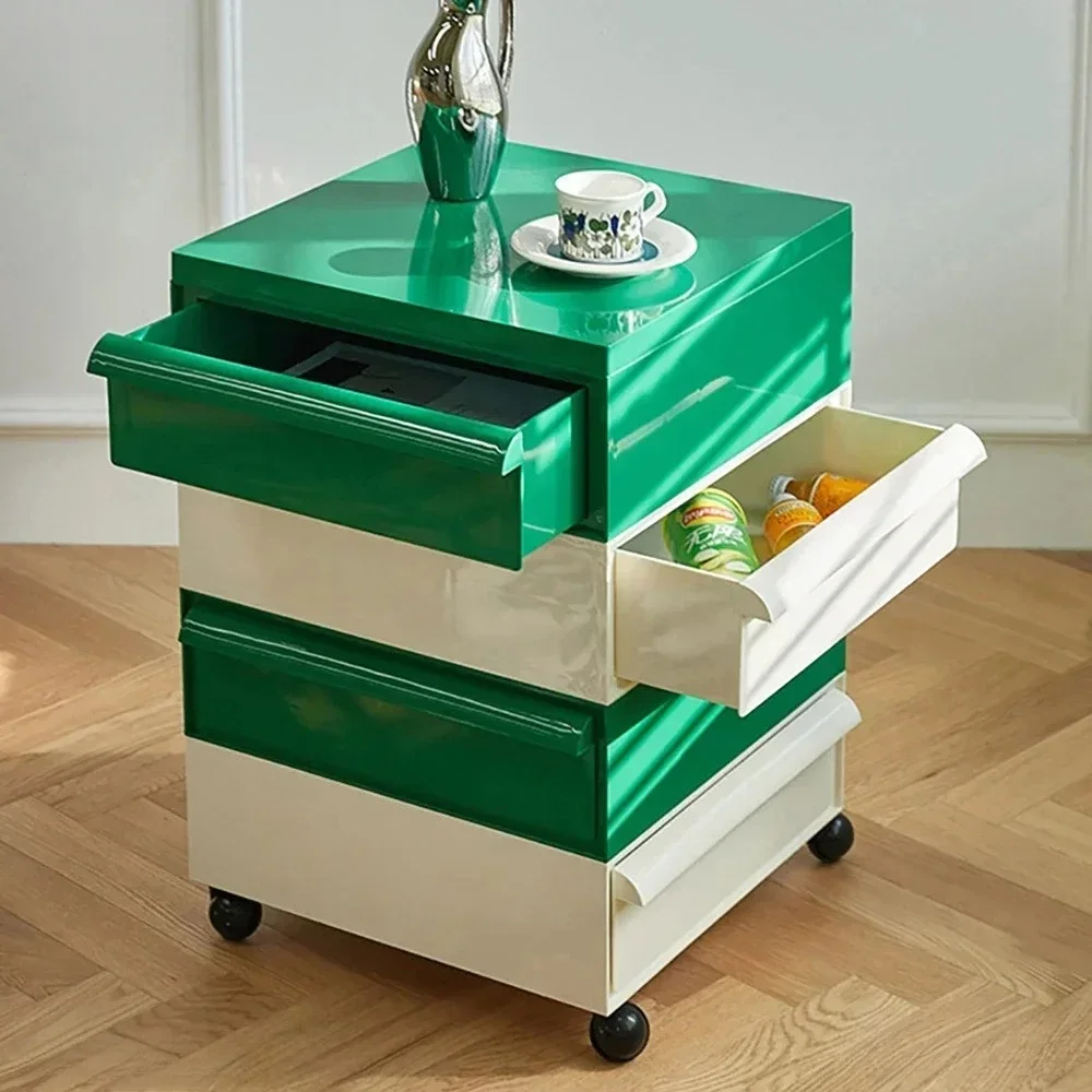 A Nordic Simple Creative ABS Nightstands Medieval Large-capacity Small Trolley Storage Bedside Cabinet Locker Household