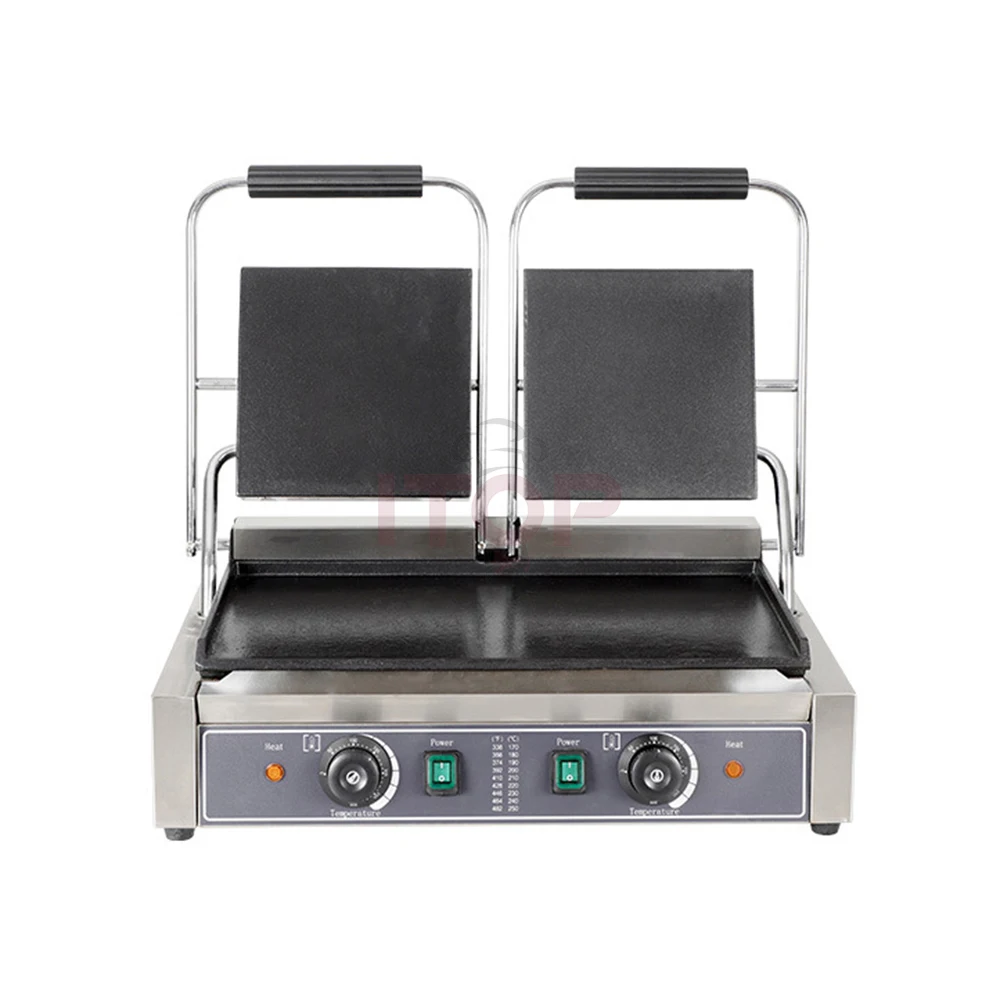 Factory Direct Sales Commercial Use Kitchen Equipment Stainless Steel Electric Panini Sandwich Press  Grill Contact Grill