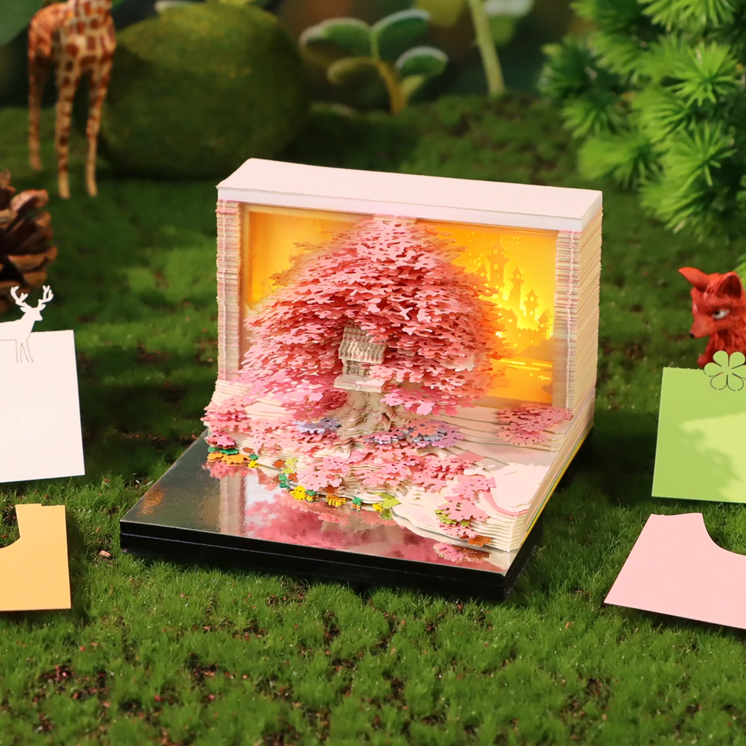 

Creative Gift Idea Custom Deesktop Decor 3D Memo Pad with Acrylic Case,2025 New Product Color Paper and Lighted 3d Notepad