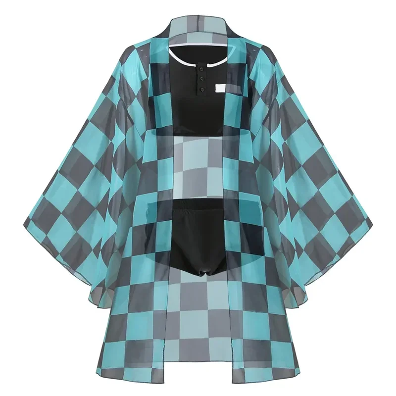 Bilibili Demon Slayer Swimsuit Kochou Shinobu Kamado Tanjirou Nezuko Cosplay Costume Kimono Sexy Bikini Beach Swimwear